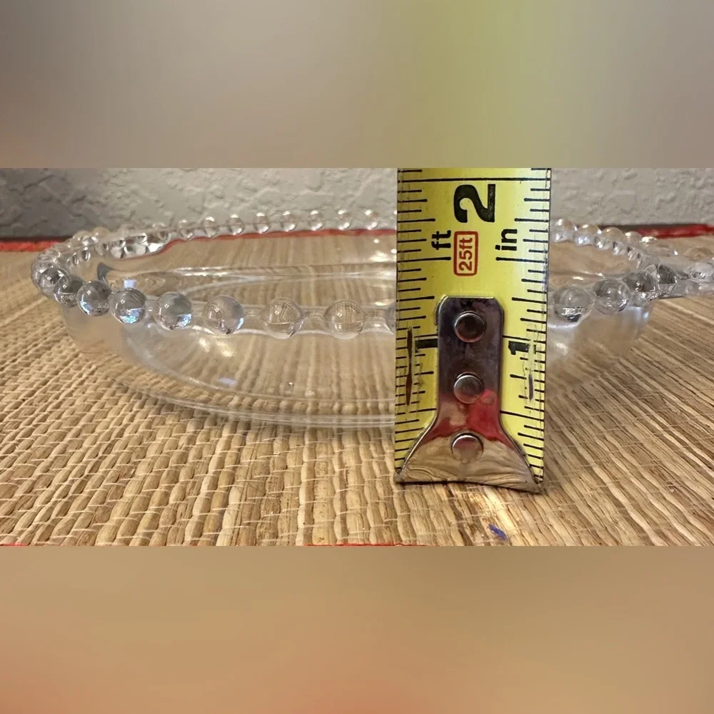 Candlewick Imperial Clear Glass Divided Relish Dish Beaded Bubbled Vintage